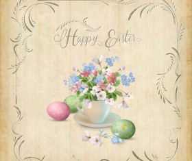 Elegant easter card with parchment background vector 03