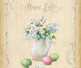 Elegant easter card with parchment background vector 04