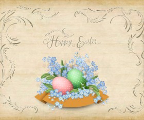 Elegant easter card with parchment background vector 06