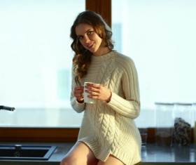 Enjoy the coffee woman Stock Photo