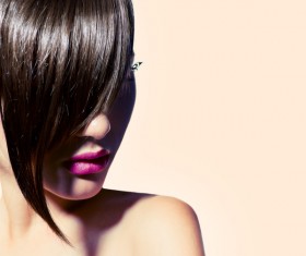 Fashion hairstyle with pink lipstick HD picture