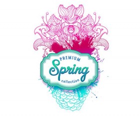 Flower lines with spring card vector