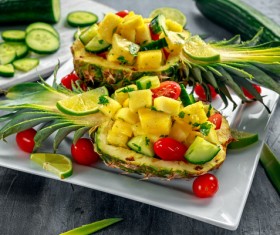 Fresh pineapple salad Stock Photo