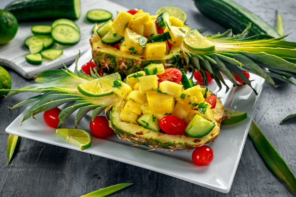 Fresh pineapple salad Stock Photo