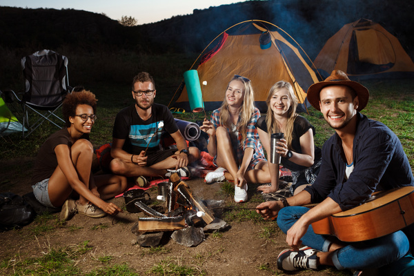 Friends for outdoor gatherings Stock Photo