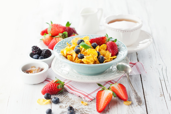 Fruit cereal breakfast Stock Photo