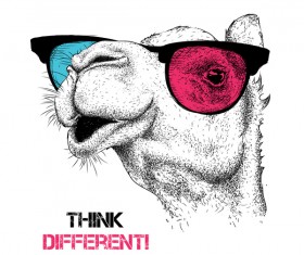 Funny camel and glasses vector material 02