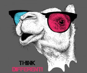 Funny camel and glasses vector material 03