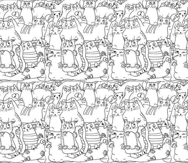 Funny cat hand darwn seamless pattern vector 05