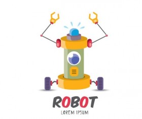Funny robot cartoon vectors set 01