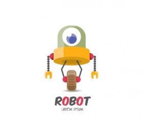 Funny robot cartoon vectors set 02