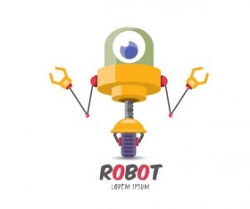 Funny robot cartoon vectors set 03