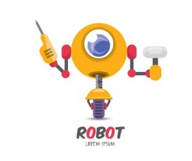 Funny robot cartoon vectors set 04