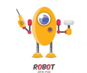 Funny robot cartoon vectors set 05