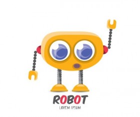 Funny robot cartoon vectors set 06