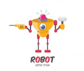 Funny robot cartoon vectors set 09