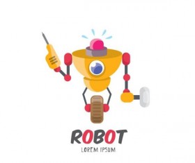 Funny robot cartoon vectors set 10