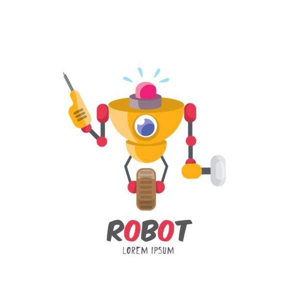 Funny robot cartoon vectors set 10