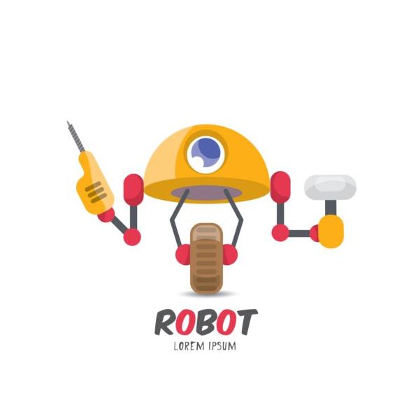 Funny robot cartoon vectors set 12