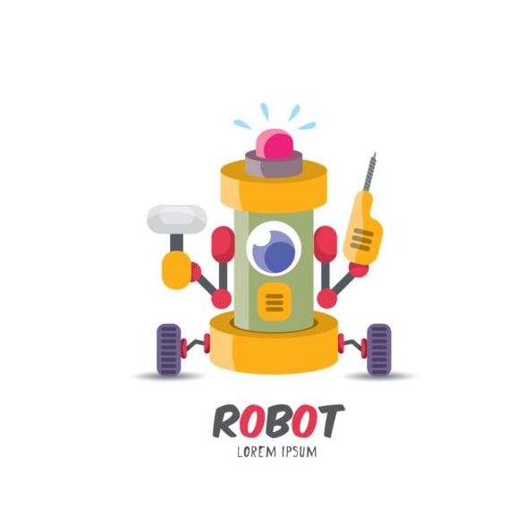Funny robot cartoon vectors set 13