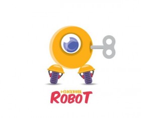 Funny robot cartoon vectors set 16