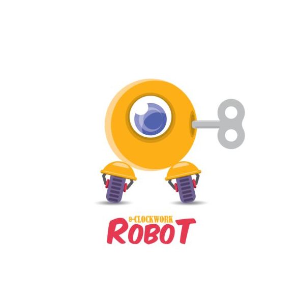 Funny robot cartoon vectors set 16