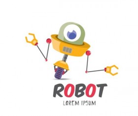 Funny robot cartoon vectors set 19