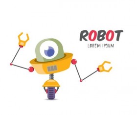 Funny robot cartoon vectors set 20