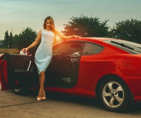 Girl and car Stock Photo