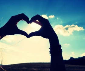 Girl heart gestures Stock Photo