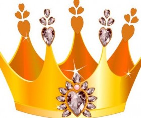 Golden crown with gem vector illustration 03