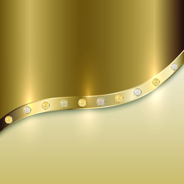 Golden metal abstract background with diamond vector