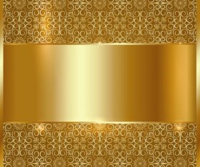 Golden metal board with floral deco background vector