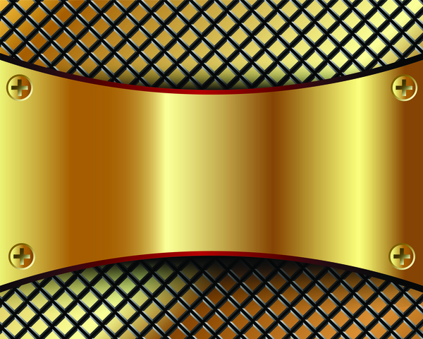 Golden metal board with screw background vector