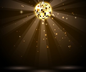 Golden neon ball with disco background vector