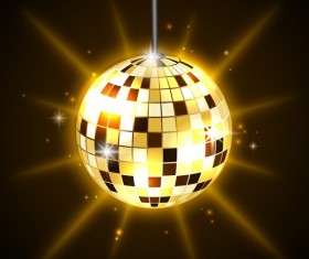 Golden neon ball with disco party background vector