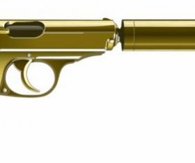 Golden pistol with silencer vector
