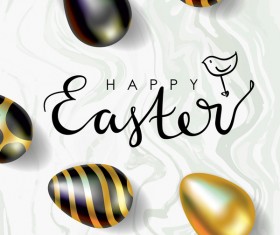 Golden with black easter egg and sale background vector 01