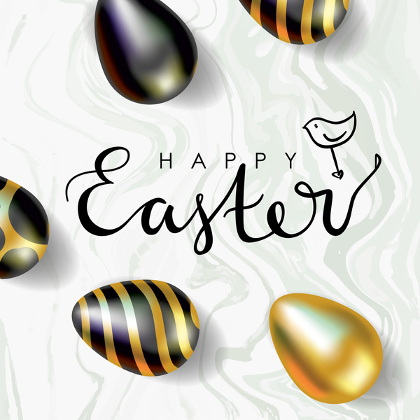 Golden with black easter egg and sale background vector 01