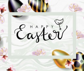 Golden with black easter egg and sale background vector 04