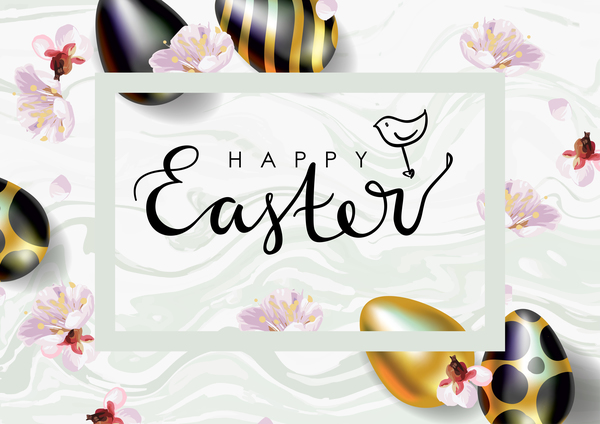 Golden with black easter egg and sale background vector 04