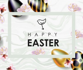 Golden with black easter egg and sale background vector 05