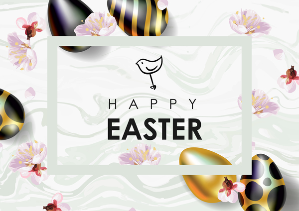 Golden with black easter egg and sale background vector 05