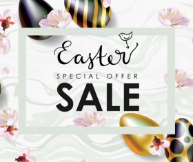 Golden with black easter egg and sale background vector 06