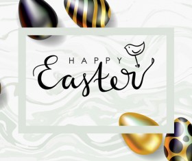 Golden with black easter egg and sale background vector 07