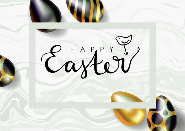 Golden with black easter egg and sale background vector 07