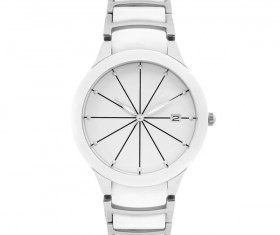 Gray wristband white watch Stock Photo