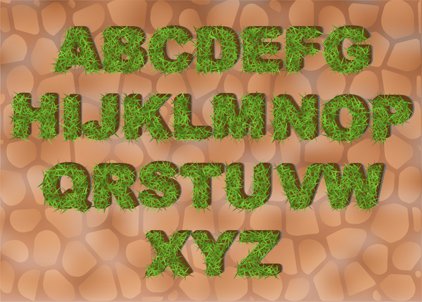 Green grass alphabet vector