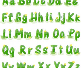 Green plant alphabet with flower vector