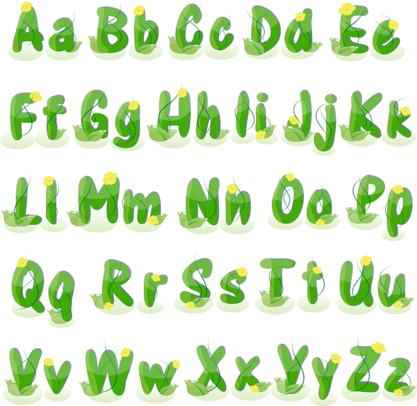 Green Plant Alphabet With Flower Vector Free Download